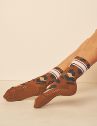 Lucky Honey Wild Side Crew grip socks — animal-print product photo 4