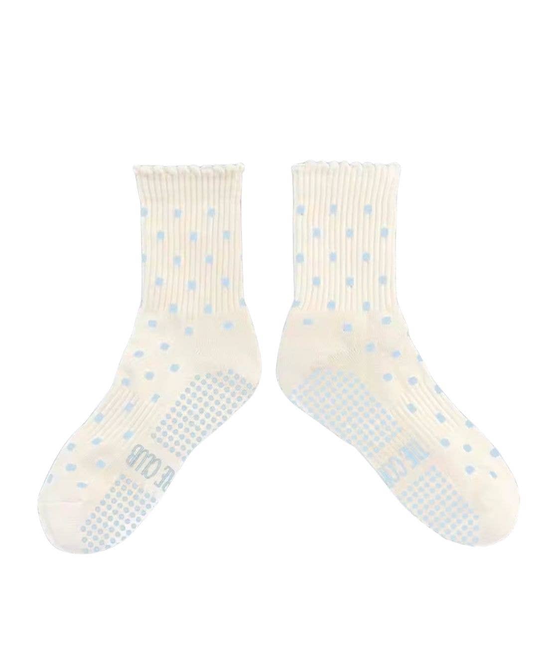 TCC Yellow & Blue Polka Dot Grippy Socks