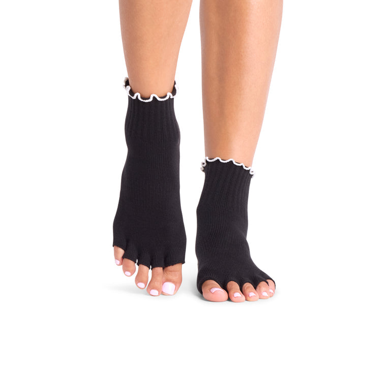 ToeSox Half Toe Melody Ebony ruffle grip sock alternate view