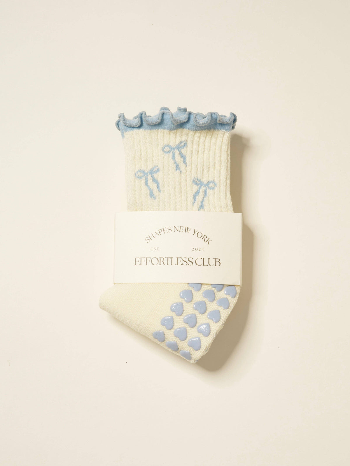 Effortless Club Bow Ruffle Grip Sock - Dusty Blue