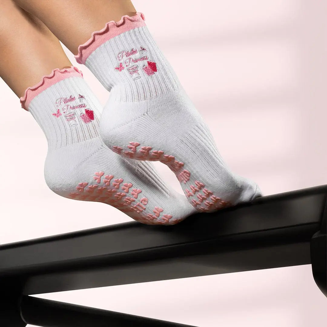 Elliosa Pilates Princess embroidery and pink ruffle detail