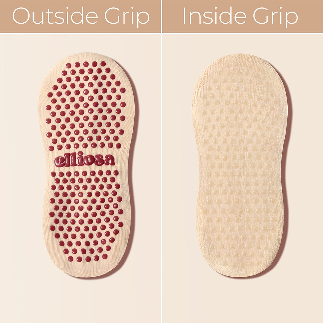 Elliosa Pinstripes Burgundy Caramel Dual-Direction grip sole view