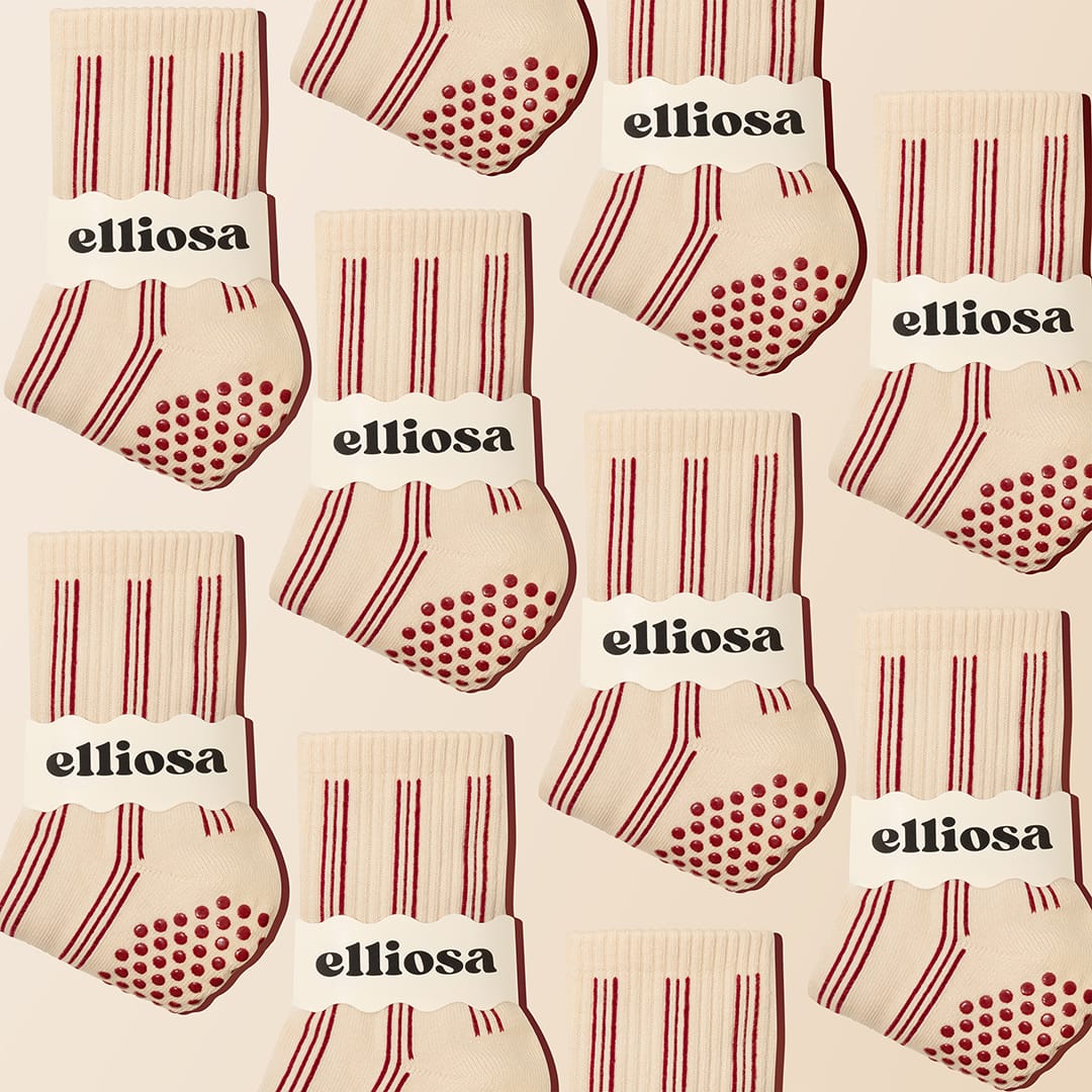 Elliosa Pinstripes Burgundy Caramel striped crew sock pattern