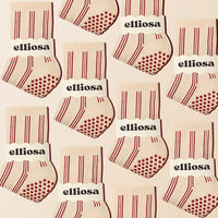 Elliosa Pinstripes Burgundy Caramel striped crew sock pattern