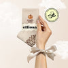 Elliosa Pumpkin Season cream grip socks with pumpkin embroidery