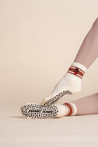 Oakmont Shorty Crew Luxe Grip Sock — Pilates Honey grip socks product view