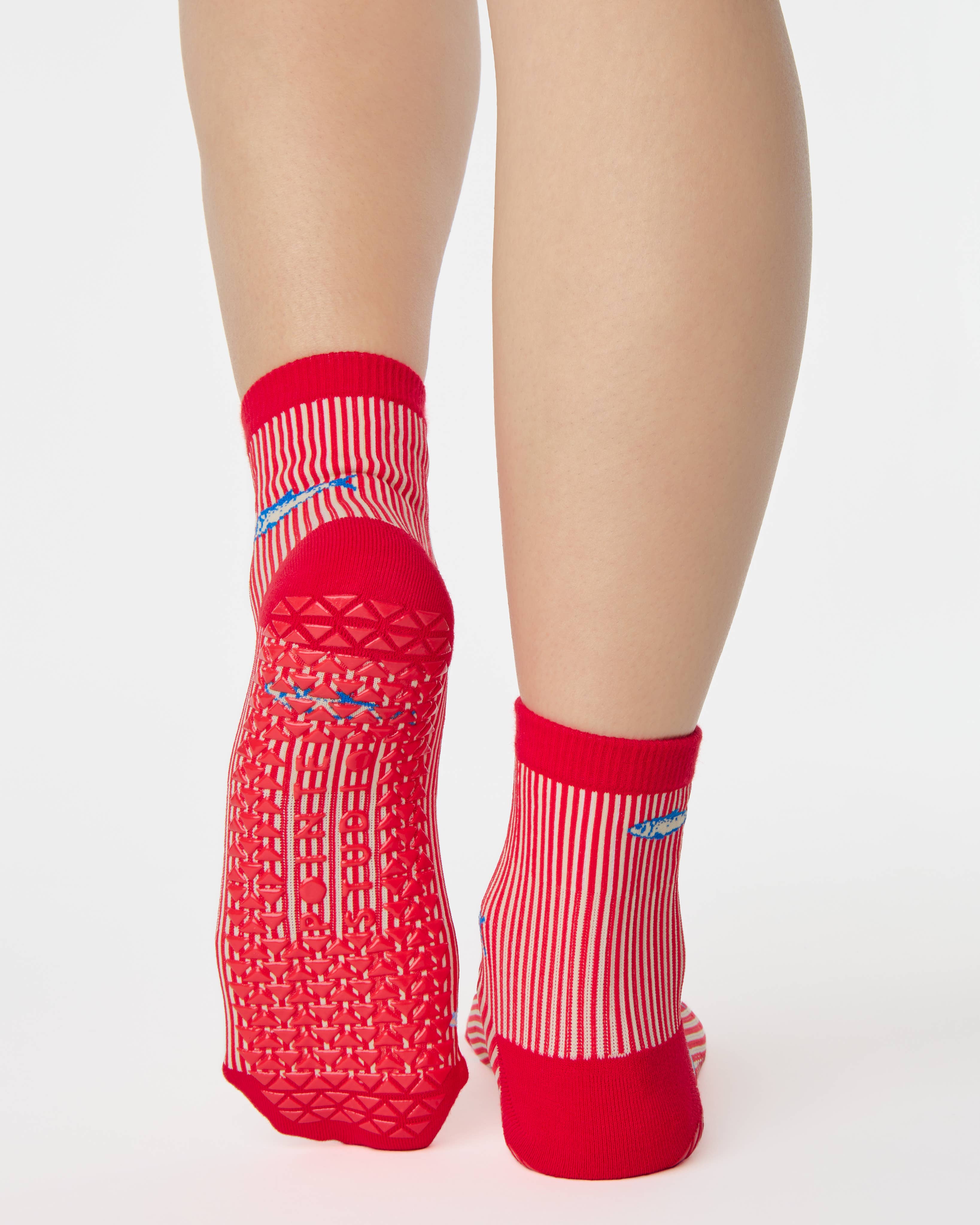 Sardines Ankle Grip Sock | Red