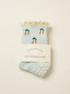 🍒 Cherry Ruffle Grip Sock – Baby Blue