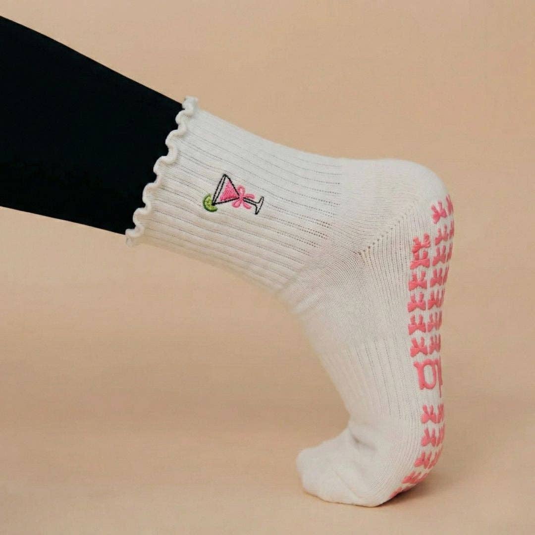 🍸 Pink Cosmopolitan Grip Sock