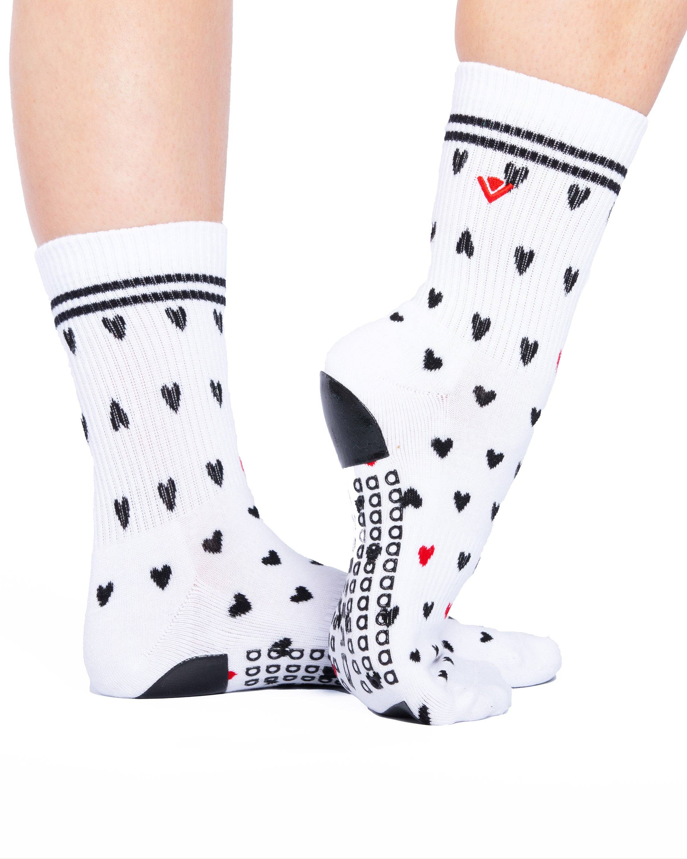 Classic Women's Crew Grip Sock - Black Heart