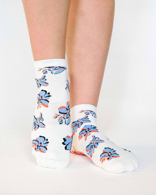 Petal Full Foot Grip Sock: Blue