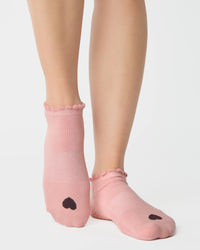 Pointe Studio Love Full Foot Grip Sock in coral pink — official product image 1
