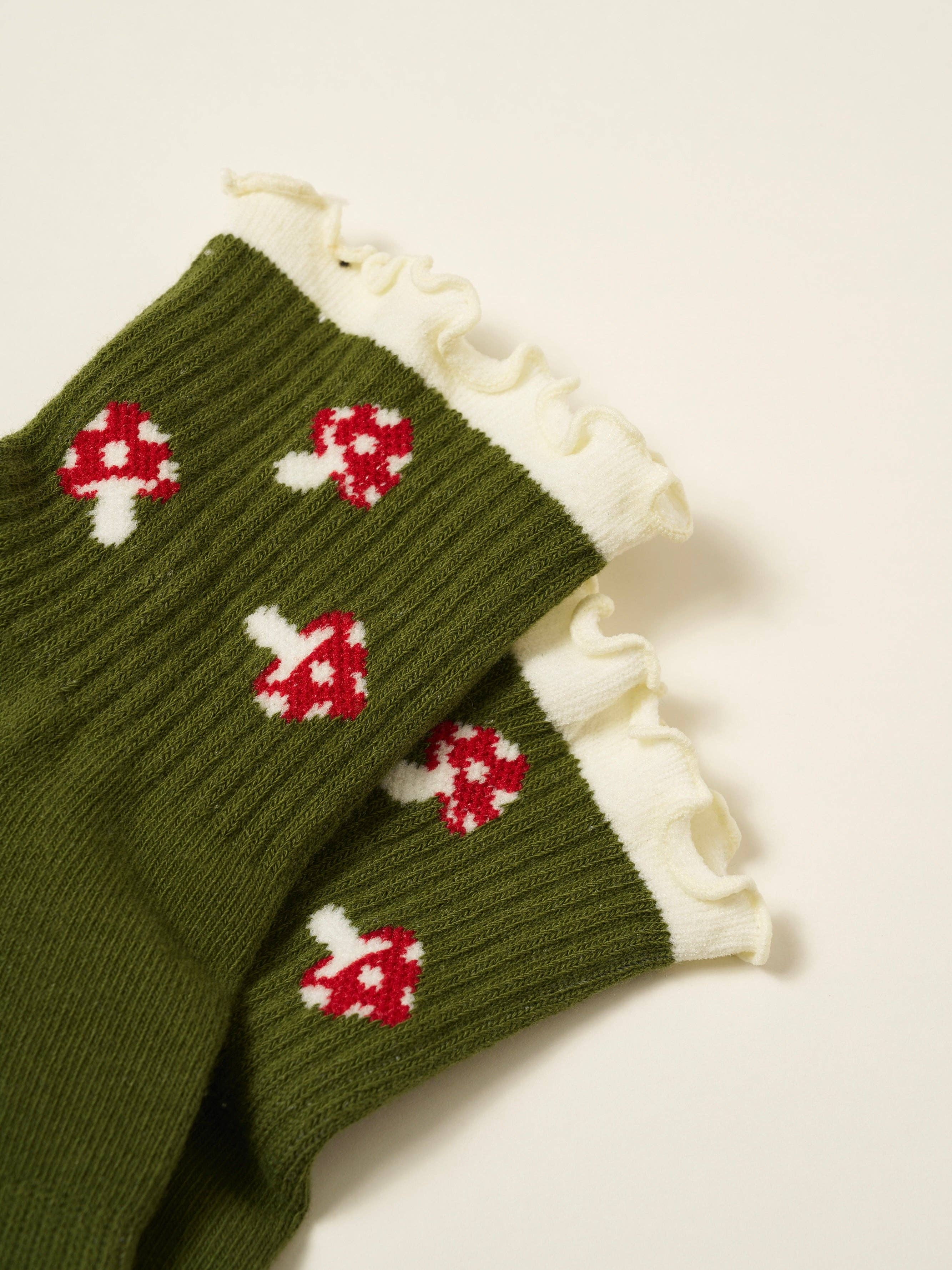 🍄 Mushroom Ruffle Grip Sock