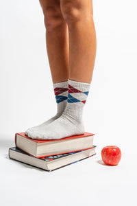Lifestyle image of The Legacy argyle grip socks