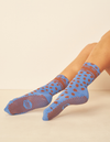 Lucky Honey The Freckle Crew Grip Sock (Blue Cocoa)