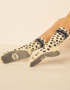 Lucky Honey The Freckle Crew Grip Sock (Marshmallow Black)