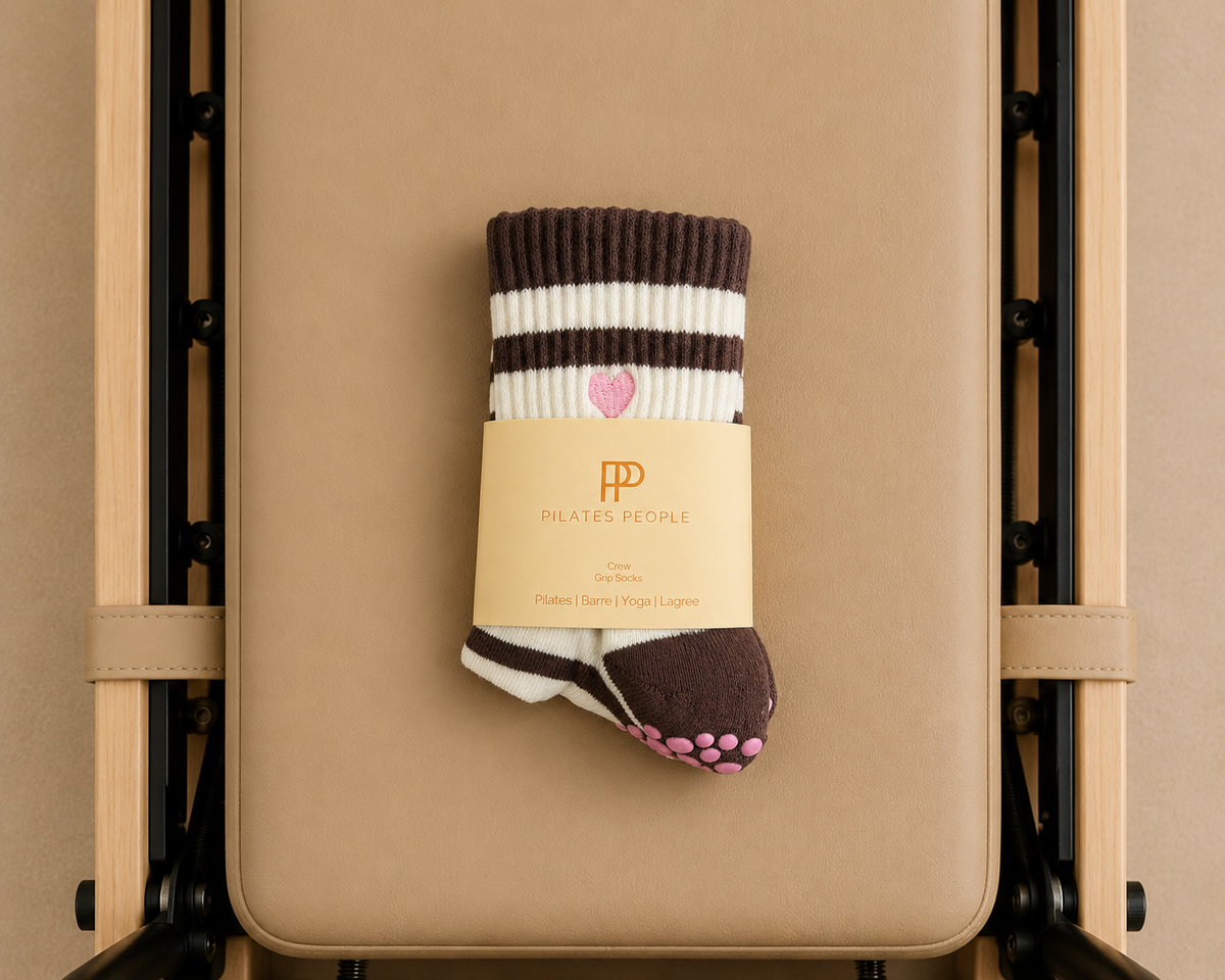 Pilates People Brown & Cream Stripes Grip Socks official image 4