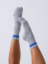 Reformer Loops Grey and Blue Stripe quarter grip socks product view