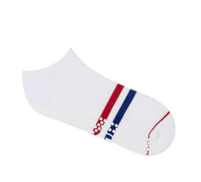 Classic Low Rise Grip Socks - Polo Stripe White
