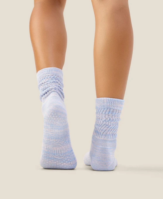 Scrunch Grip Socks - Blue Pink Marle