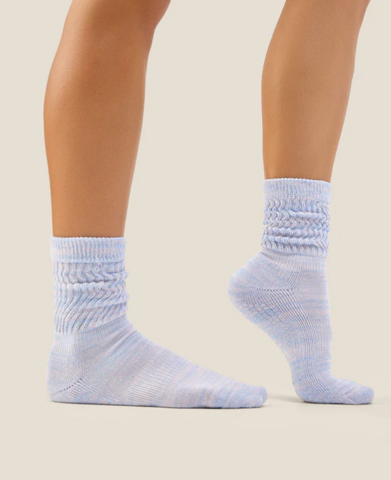 Scrunch Grip Socks - Blue Pink Marle