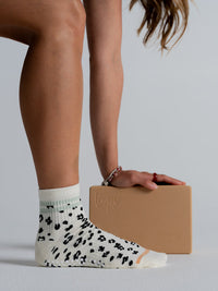 Animal Print Black grip socks with yoga block