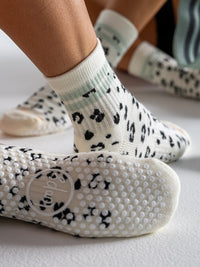 Animal Print Black grip socks lifestyle view