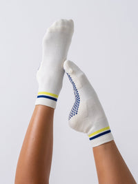 Studio Neon and Navy grip socks