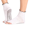 ToeSox Half Toe Melody Sandy ruffle grip sock front view