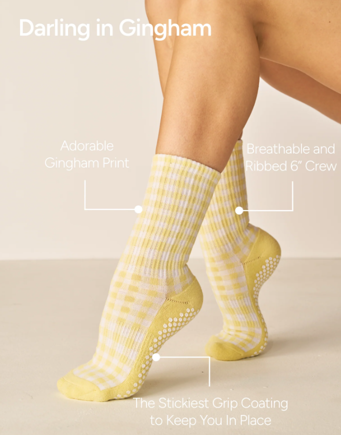 The Gingham Crew Grip Sock