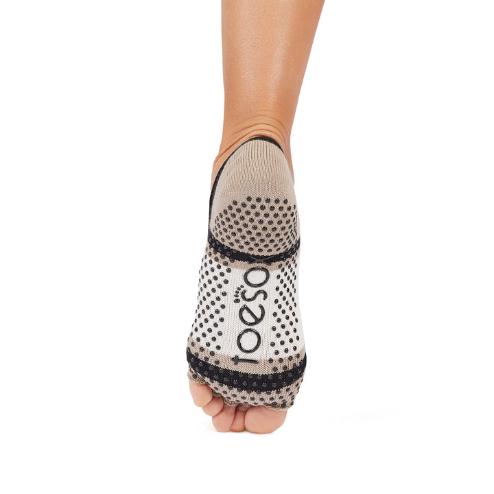 ToeSox Half Toe Elle Shitake Stripe grip sock sole view