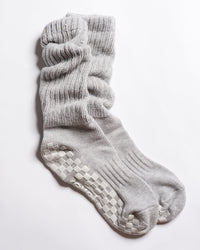 The Slouch Grey grip socks by Revel Athletic, product view