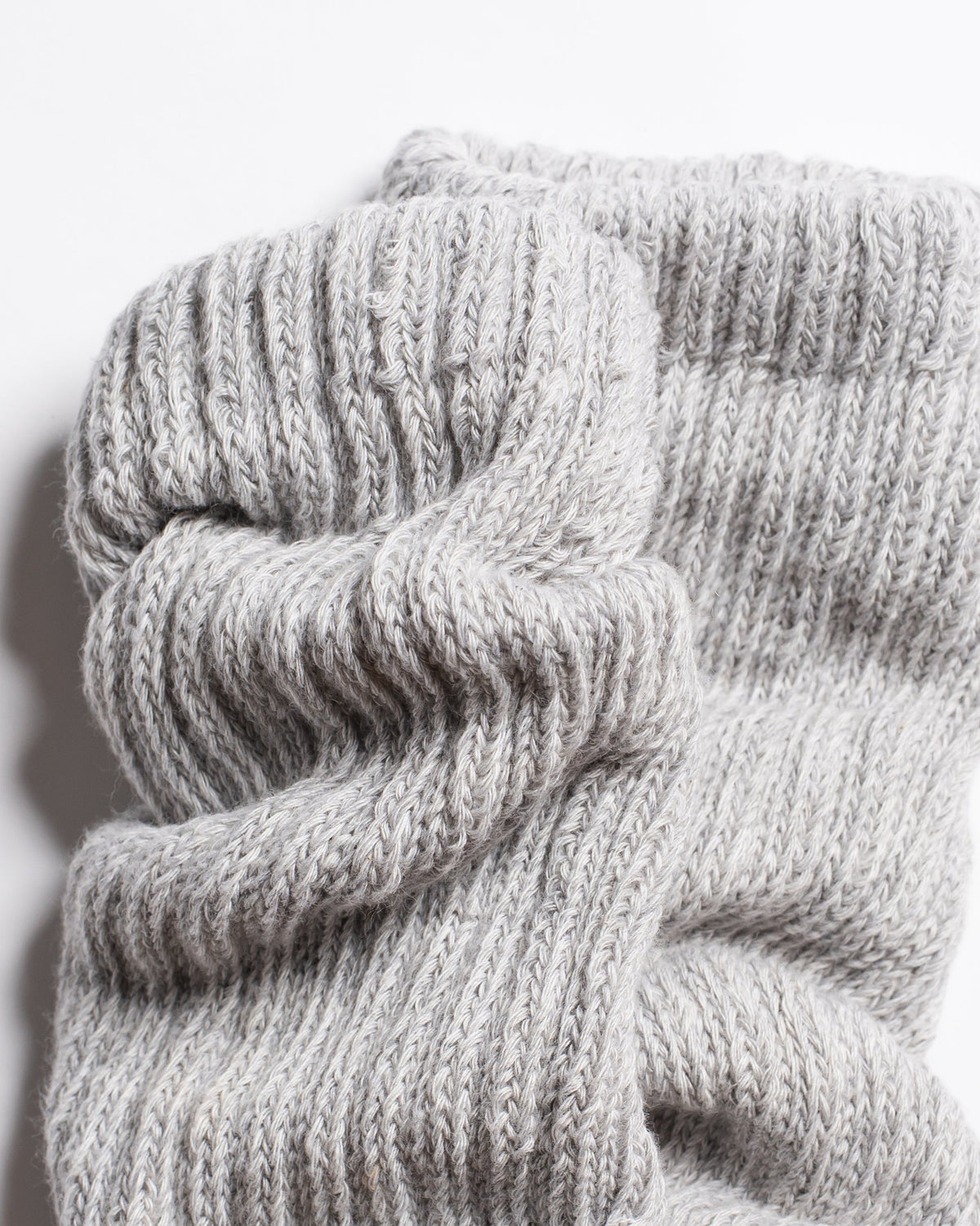 Close-up of The Slouch Grey ribbed knit grip socks