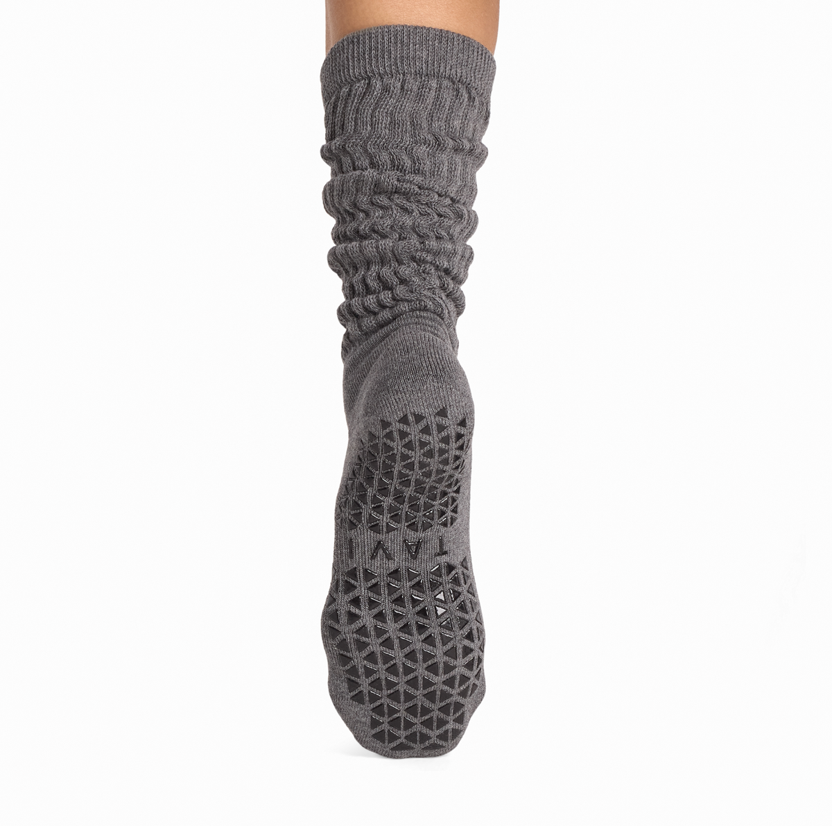 Tavi Stacy Midnight Melange Space Dye grip socks sole view