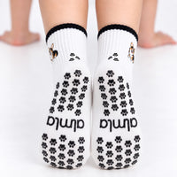 Tri Color Corgi Grip Sock showing paw-print grips